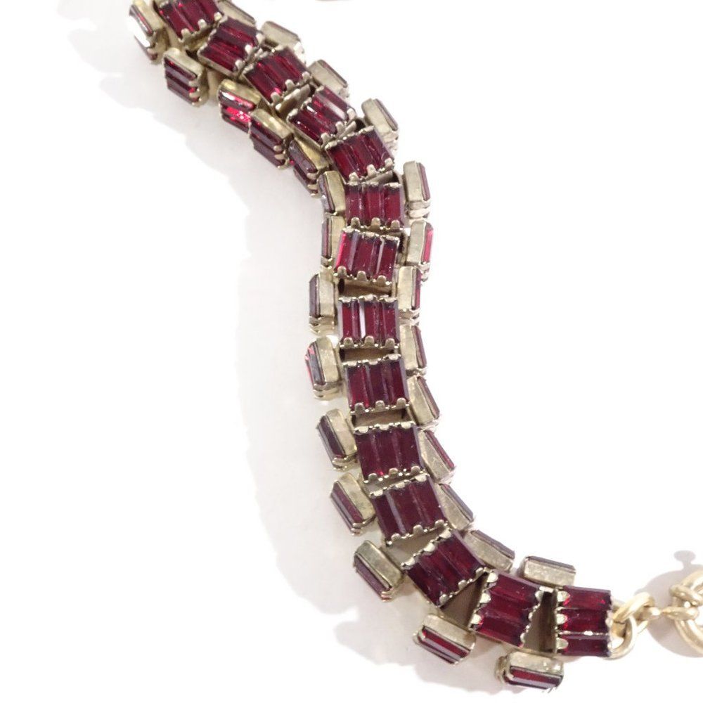 NWT Lee Angel Crystal baguette Box Link Bracelet  NWT $240.00 Red Brass